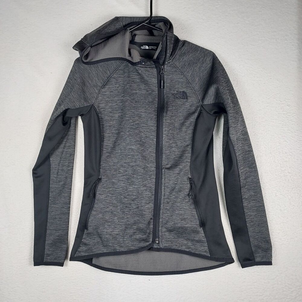 The North Face Womens S Petite Hooded Jacket Full Zip Gray Outdoor